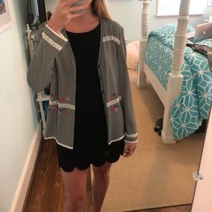 Escada crochet embroidered cardigan sweater